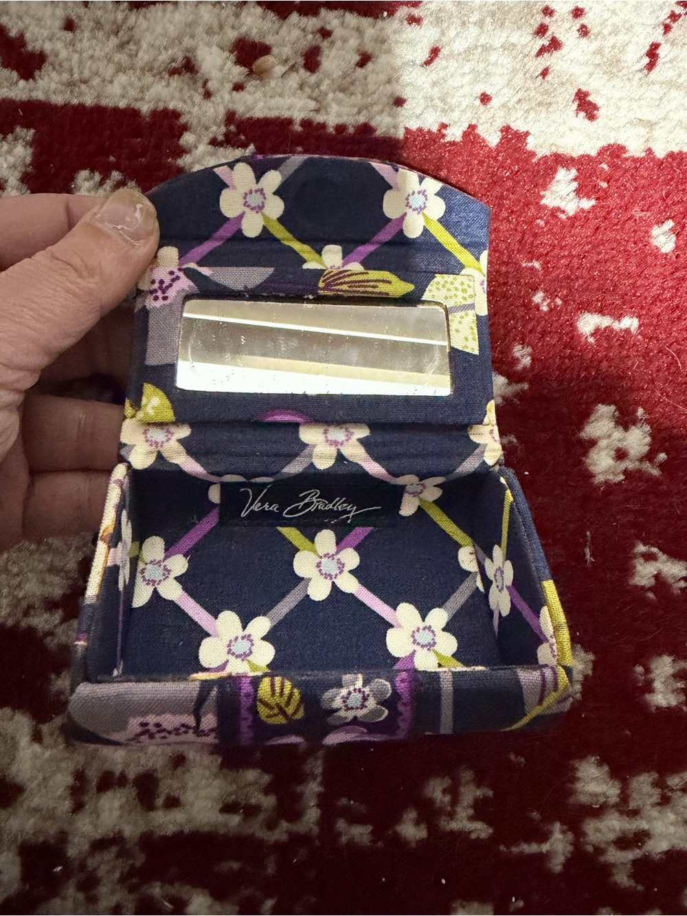 Vera Bradley Floral Nightingale Lipstick Case Holder With Mirror